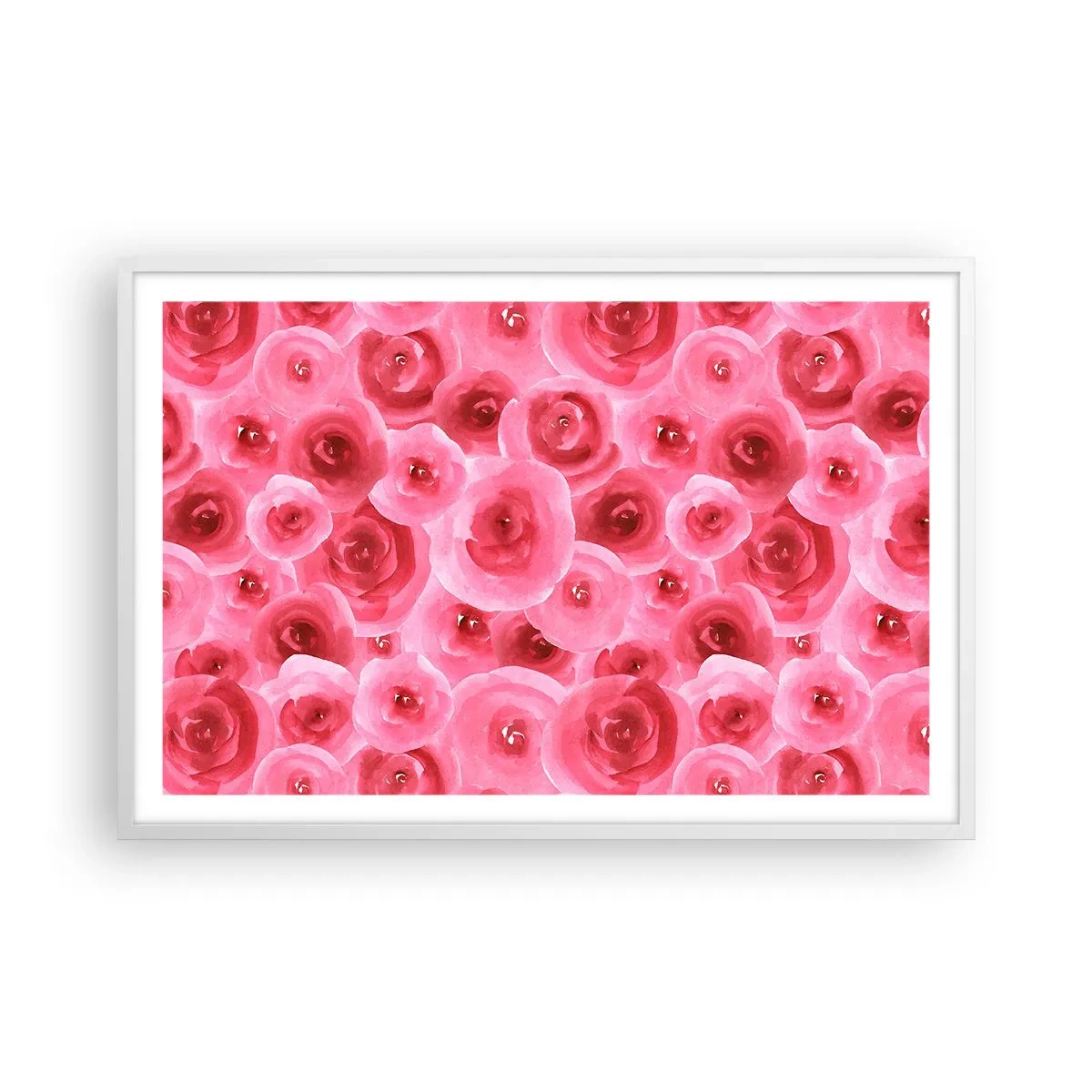 Póster en marco blanco - Rosas abajo y arriba - 91x61 cm