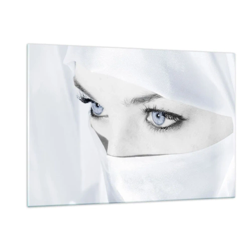 Cuadro sobre vidrio - Impresiones sobre Vidrio - Un retrato sutil con expresivos ojos azules. - 120x80cm - Directamente de las mil y una noches - Decoración de pared moderna para salón y dormitorio ARTTOR