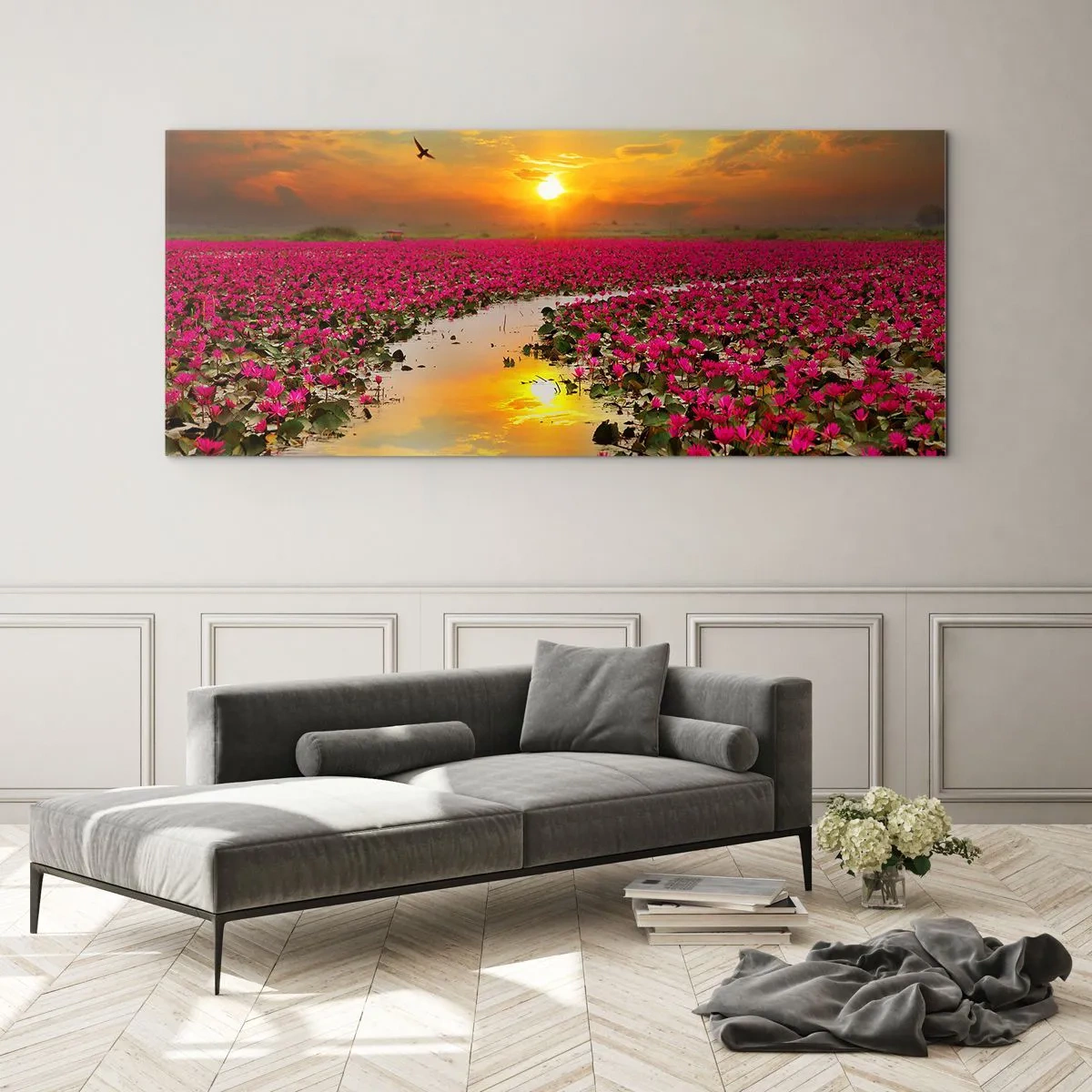 Cuadro sobre vidrio - Impresiones sobre Vidrio - La vida secreta del lago - 100x40 cm