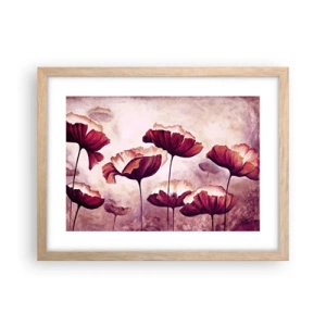 Póster en marco roble claro - Pétalo rojo y blanco - 40x30 cm