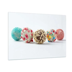 Cuadro sobre vidrio - Impresiones sobre Vidrio - Trufas de postre coloridas con chispas decorativas - 100x70cm - La vida puede ser dulce - Decoración de pared moderna para salón y dormitorio ARTTOR