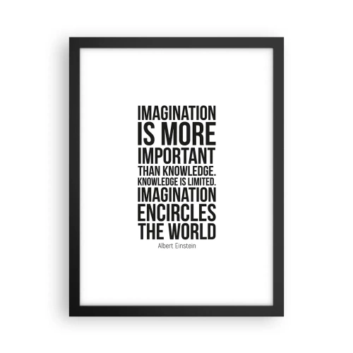 Póster en marco negro - Einstein, sobre el poder de la imaginación - 30x40 cm