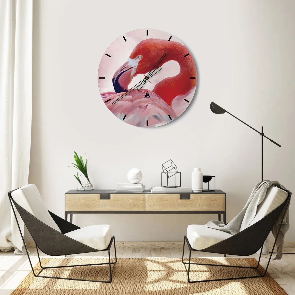 Reloj de pared - Reloj de vidrio - La belleza de las aves - 30x30 cm