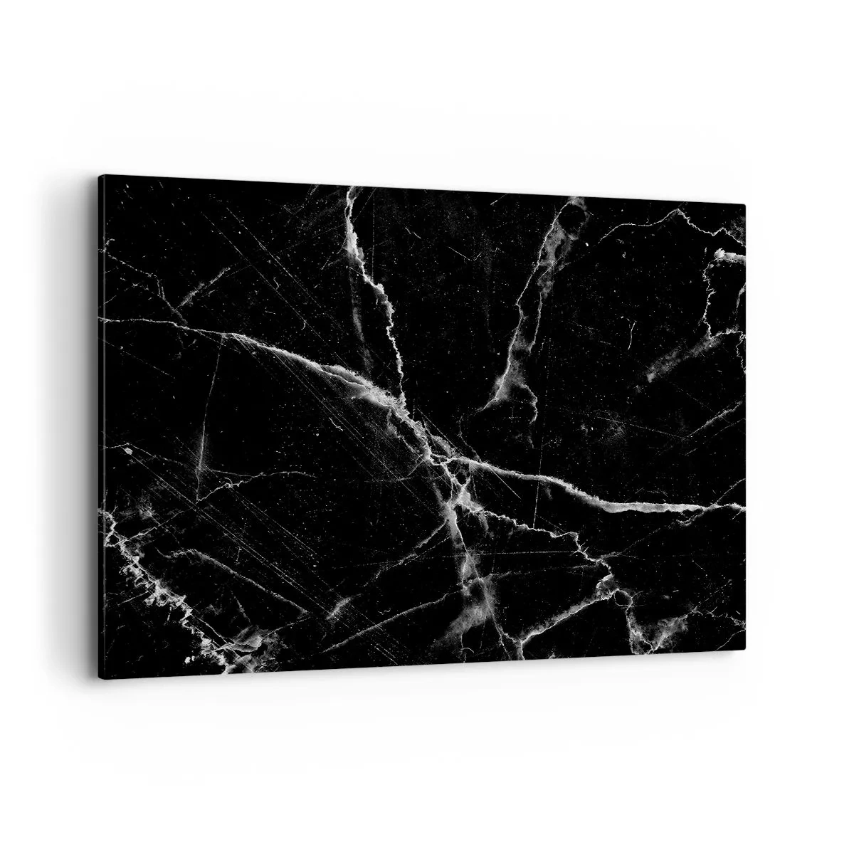 Cuadro sobre lienzo - Impresión de Imagen - Mármol negro con vetas blancas en el detalle. - 120x80cm - La vida secreta de la piedra - Decoración de pared moderna para salón y dormitorio ARTTOR