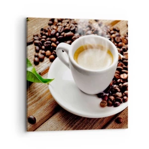 Cuadro sobre lienzo - Impresión de Imagen - Café en el banco - 70x70 cm