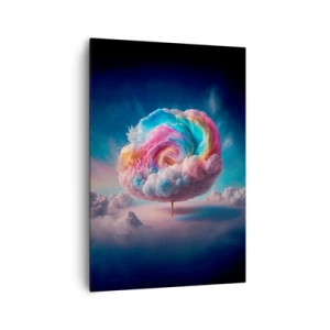 Cuadro sobre lienzo - Impresión de Imagen - Una nube en forma de espiral con colores pastel en el cielo. - 70x100cm - El sueño de un parque de atracciones - Decoración de pared moderna para salón y dormitorio ARTTOR
