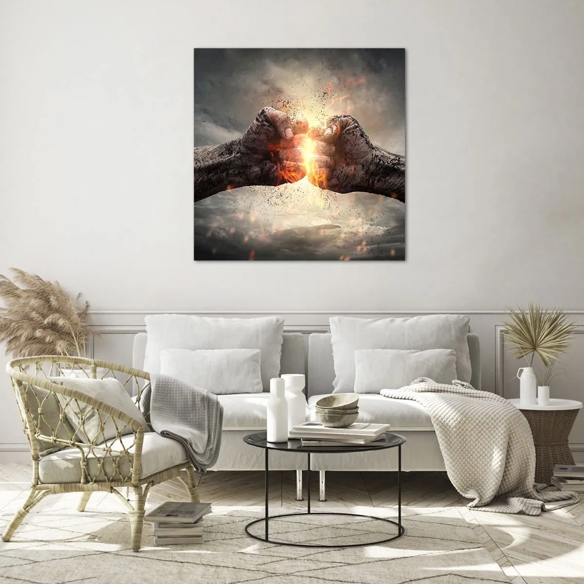 Cuadro sobre vidrio - Impresiones sobre Vidrio - La lucha comienza - 30x30 cm