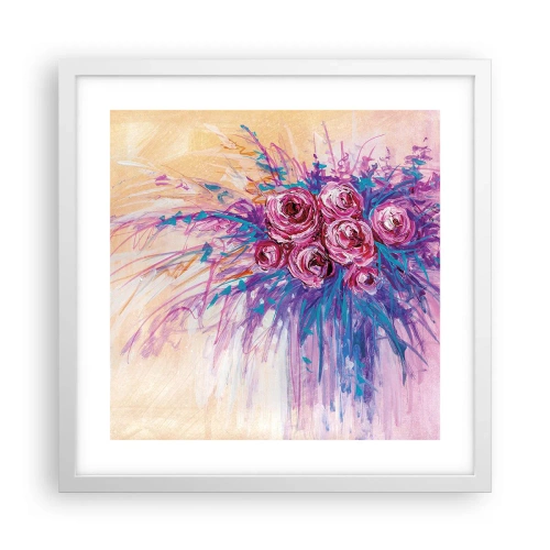 Póster en marco blanco - Fuente de rosas - 40x40 cm