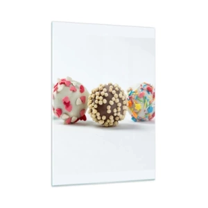 Cuadro sobre vidrio - Impresiones sobre Vidrio - Trufas de postre coloridas con chispas decorativas - 50x70cm - La vida puede ser dulce - Decoración de pared moderna para salón y dormitorio ARTTOR