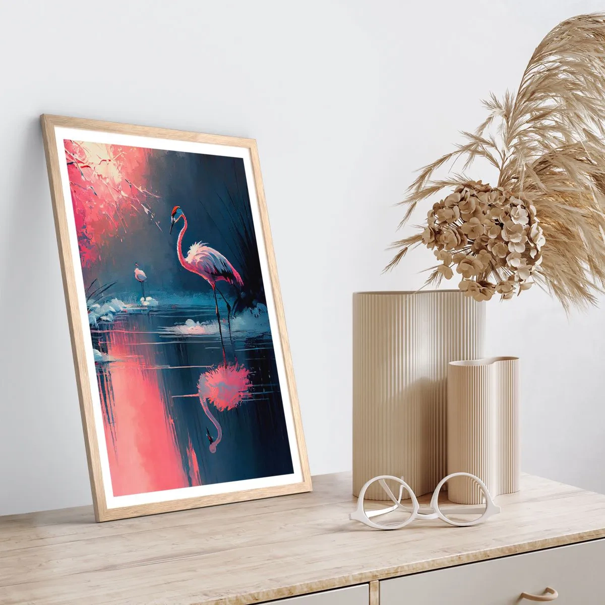 Póster en marco roble claro - Un retiro de aves - 61x91 cm