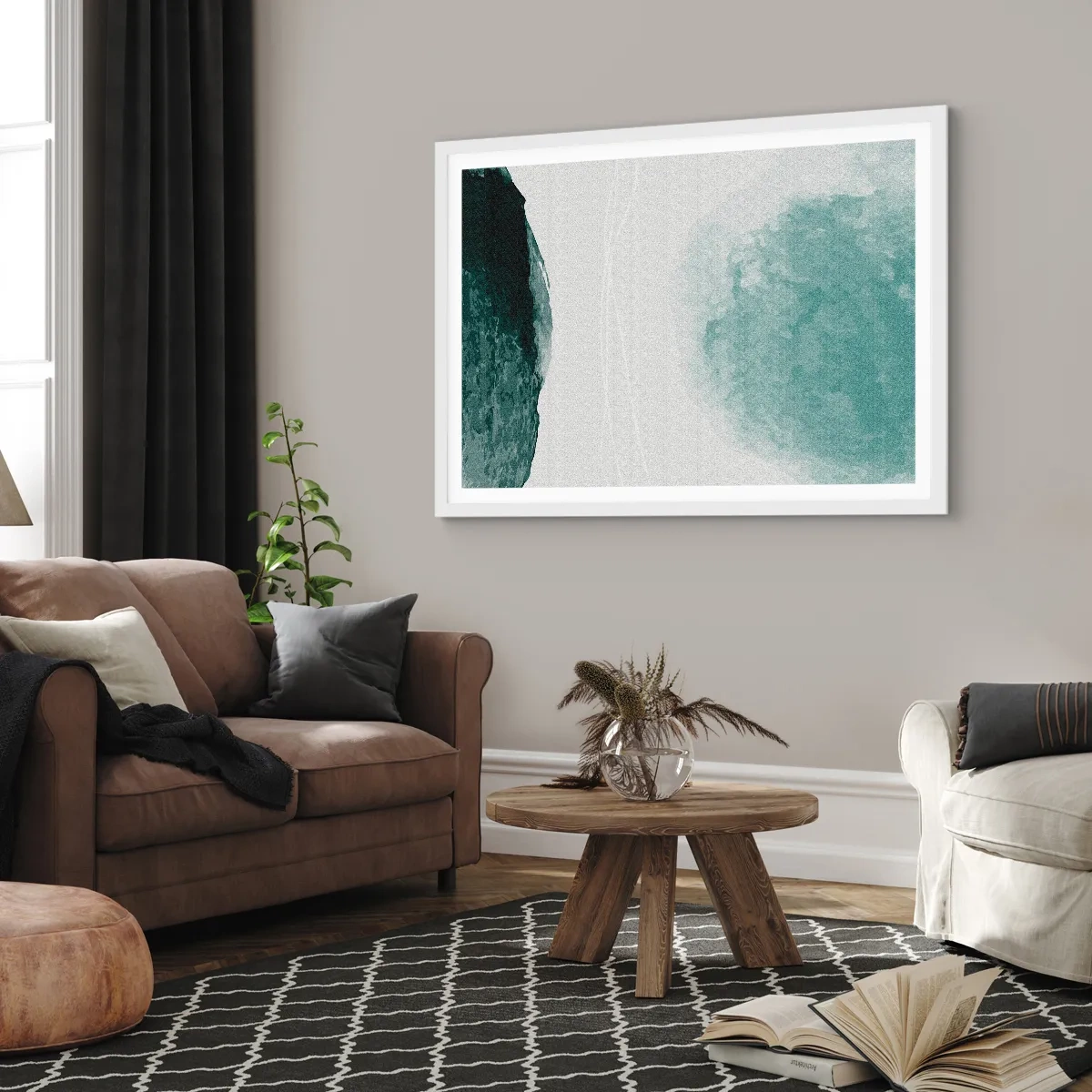 Póster en marco blanco - Un encuentro con la niebla - 100x70 cm