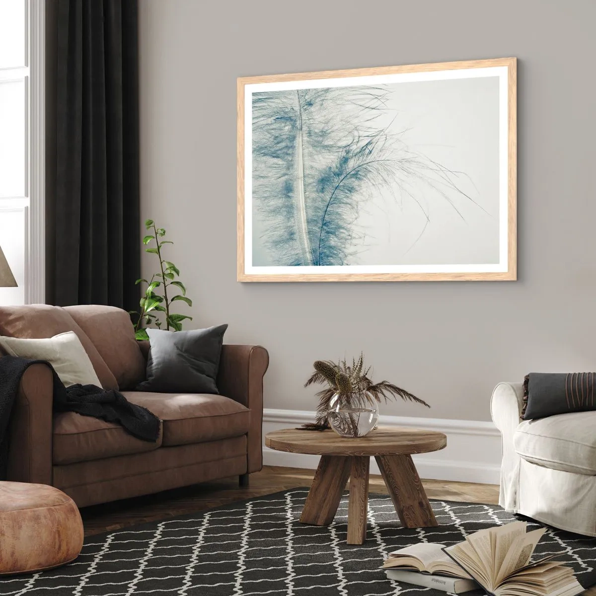 Póster en marco roble claro - Susurro de la naturaleza - 100x70 cm