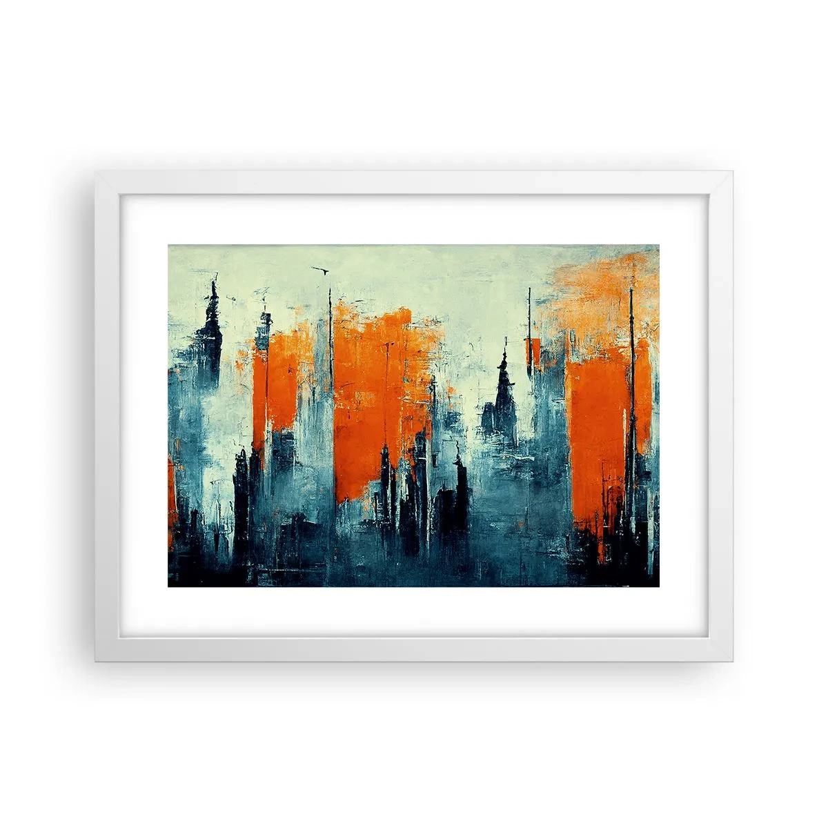 Póster en marco blanco - Paisaje moderno - 40x30 cm