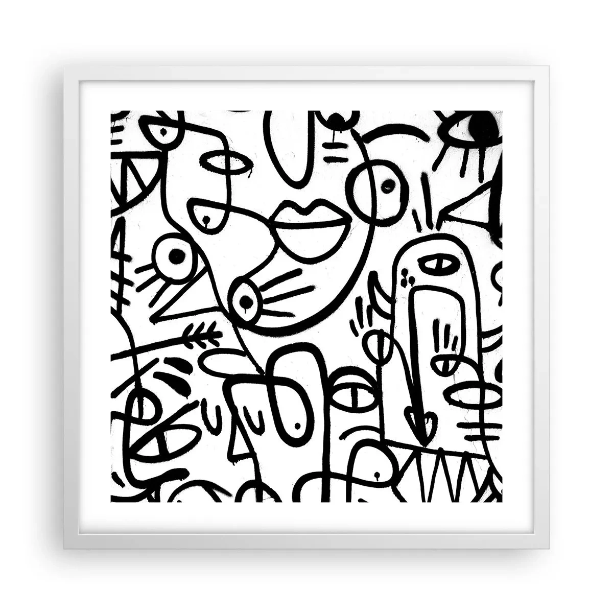 Póster en marco blanco - Rostros y espejismos - 50x50 cm