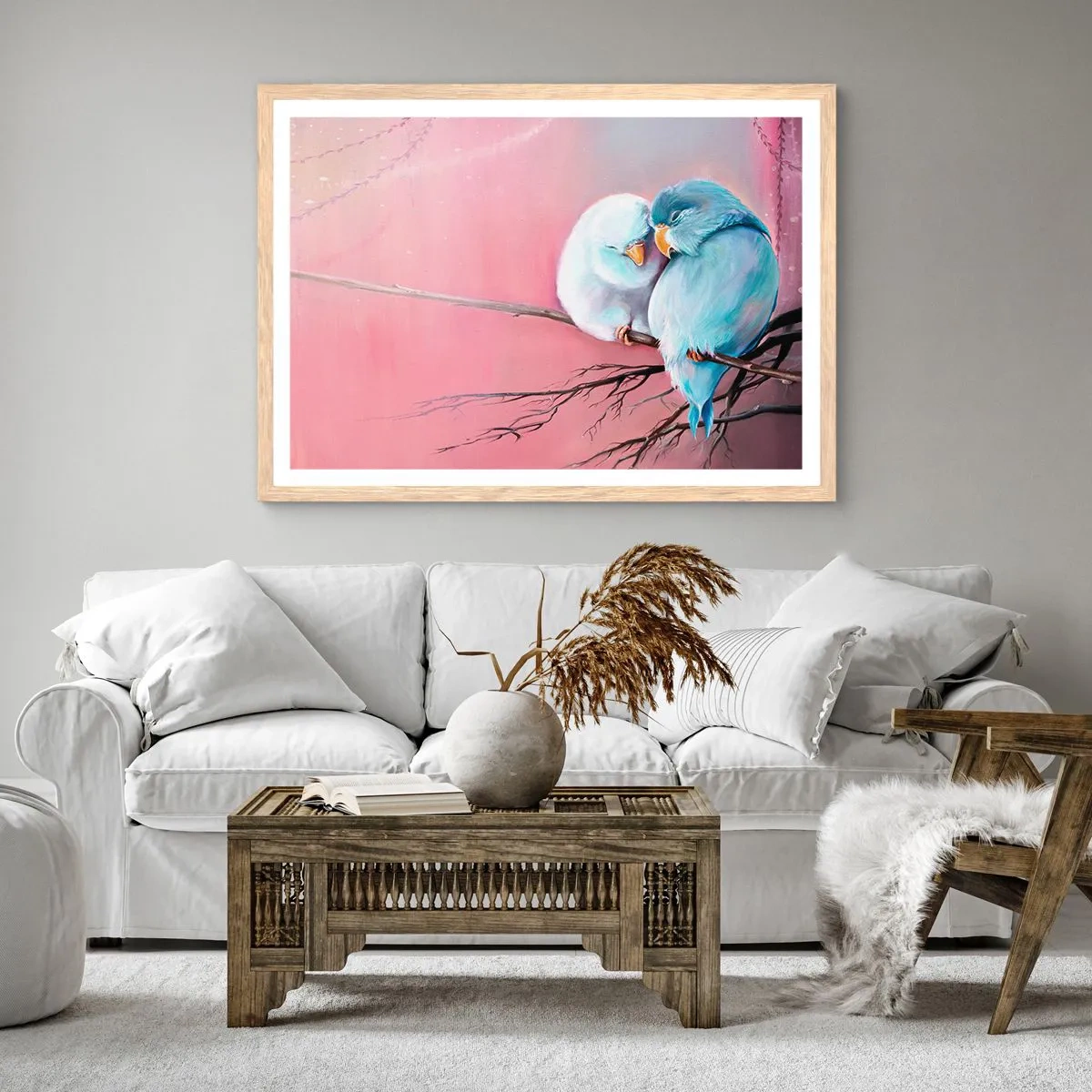 Póster en marco roble claro - Qué añadir aquí... - 91x61 cm