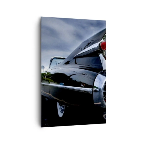 Cuadro sobre lienzo - Impresión de Imagen - Un coche retro clásico con cromo brillante y aletas. - 80x120cm - ¡Por eso es hermoso! - Decoración de pared moderna para salón y dormitorio ARTTOR