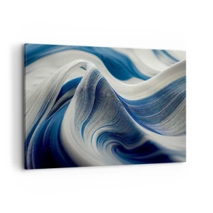 Cuadro sobre lienzo - Impresión de Imagen - Ondas abstractas en tonos azules y blancos - 100x70cm - Fluidez de azul y blanco - Decoración de pared moderna para salón y dormitorio ARTTOR