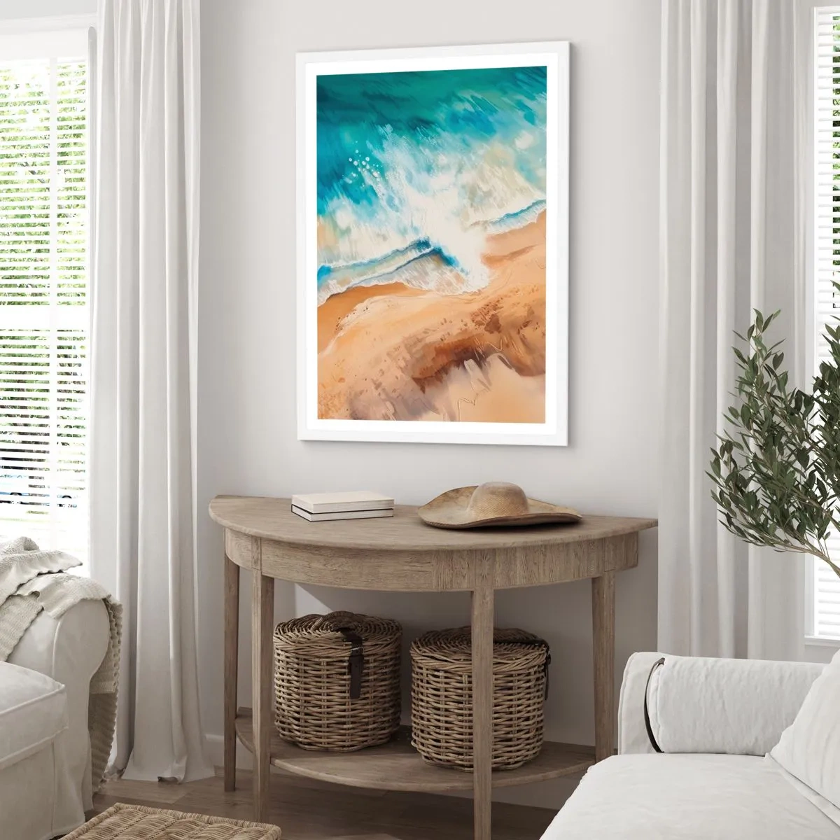 Póster en marco blanco - Olas recurrentes - 30x40 cm