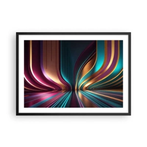 Póster en marco negro - Abstracción futurista con colores intensos y curvas. - 70x50cm - Arquitectura de la luz - Decoración de pared moderna para salón y dormitorio ARTTOR
