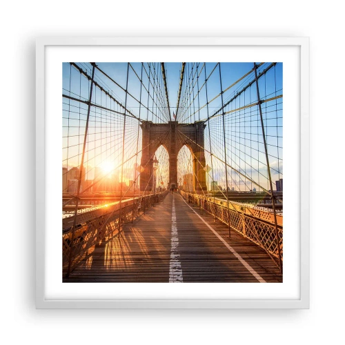 Póster en marco blanco - En el puente dorado - 50x50 cm