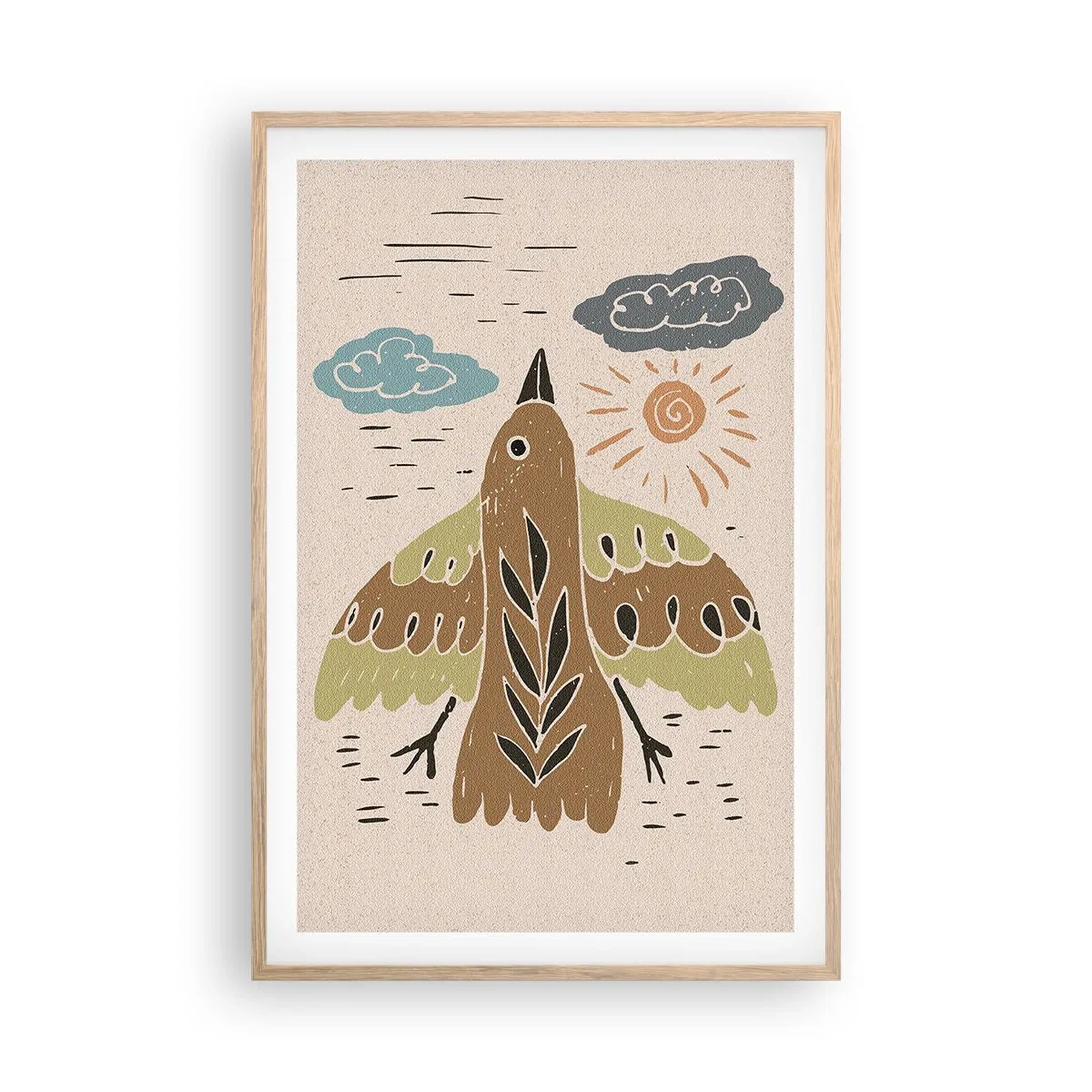 Póster en marco roble claro - Vuelo alegre - 61x91 cm