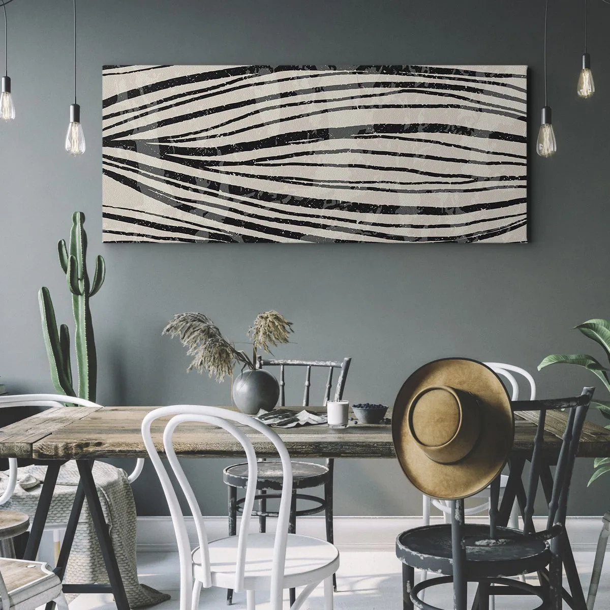 Cuadro sobre lienzo - Impresión de Imagen - Salpicadura de líneas - 100x40 cm