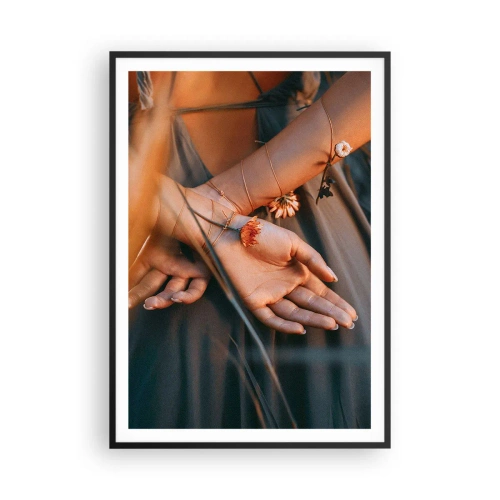 Póster en marco negro - Conectada con la naturaleza - 70x100 cm