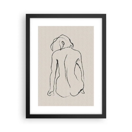 Póster en marco negro - Esbozos de una espalada - 30x40 cm