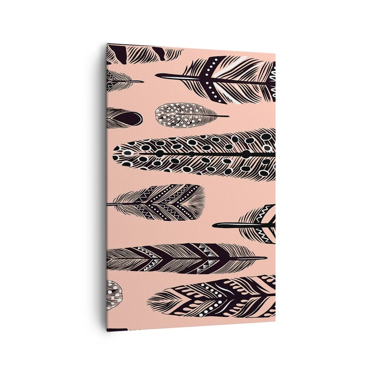 Cuadro sobre lienzo - Impresión de Imagen - Plumas decorativas sobre un fondo claro. - 80x120cm - Una colección india - Decoración de pared moderna para salón y dormitorio ARTTOR