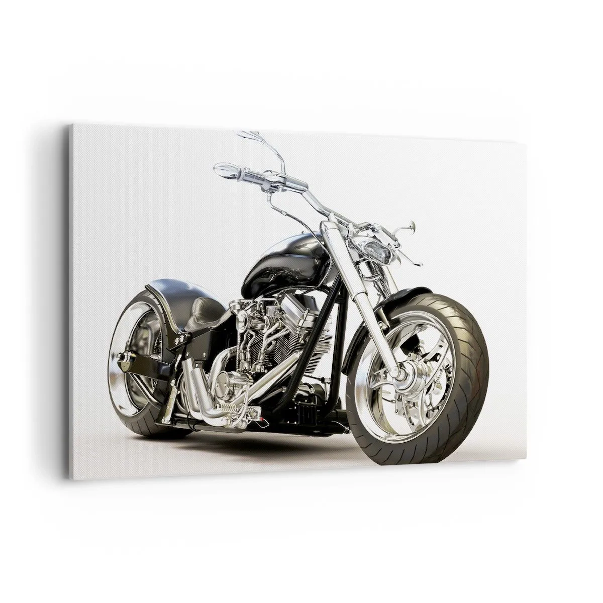 Cuadro sobre lienzo - Impresión de Imagen - Elegante motocicleta negra sobre fondo blanco. - 100x70cm - Una fuerza con carácter - Decoración de pared moderna para salón y dormitorio ARTTOR