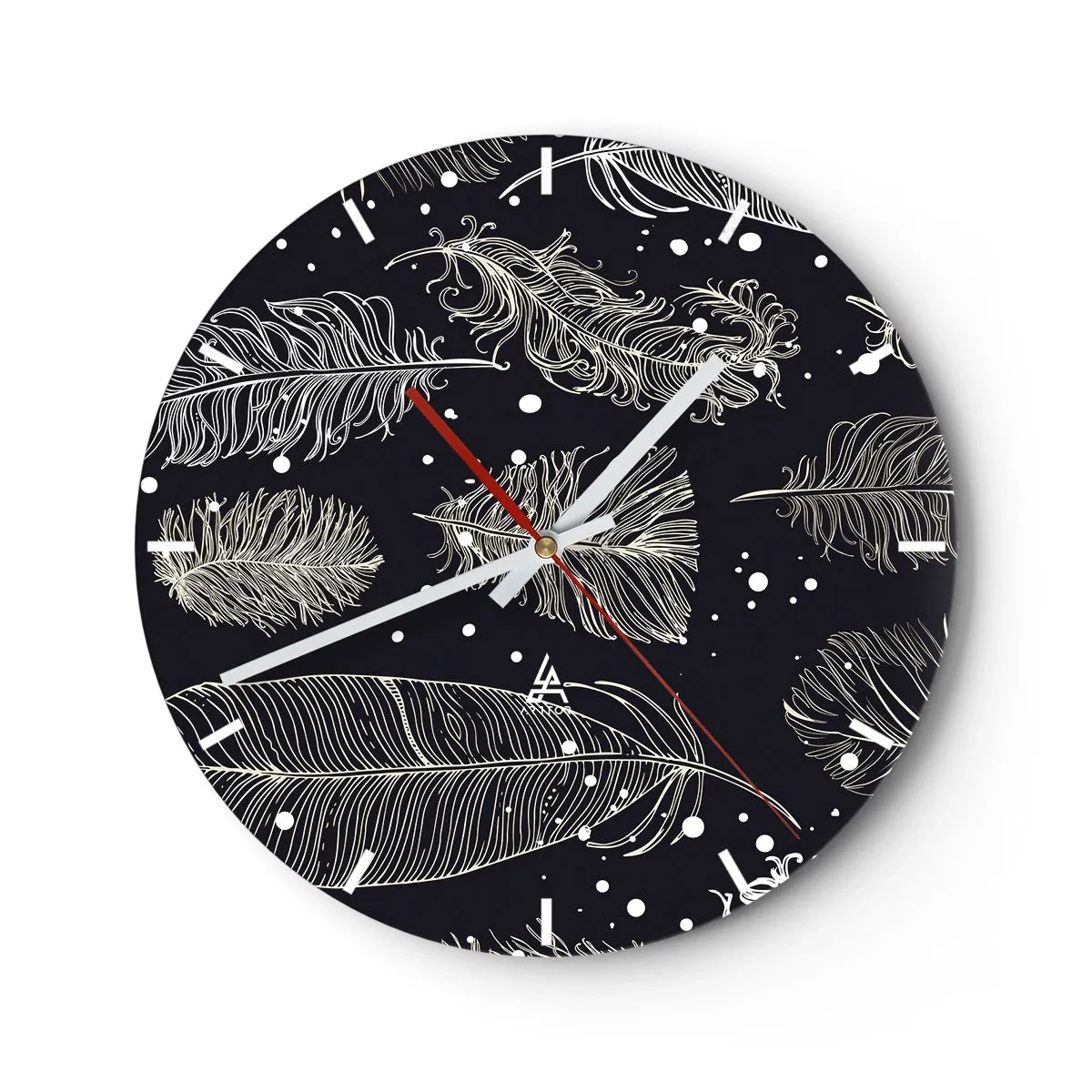 Reloj de pared - Reloj de vidrio - Encaje de plumas - 40x40 cm
