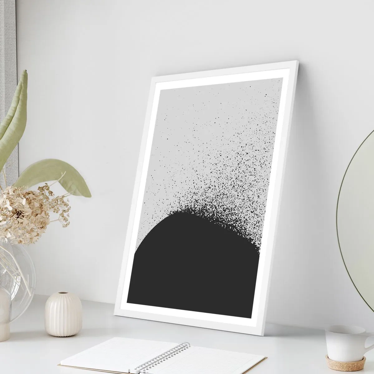 Póster en marco blanco - El movimiento de las partículas - 40x50 cm