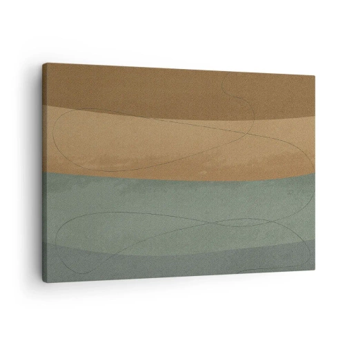 Cuadro sobre lienzo - Impresión de Imagen - Composición abstracta en tonos tierra naturales. - 70x50cm - Composición horizontal - Decoración de pared moderna para salón y dormitorio ARTTOR