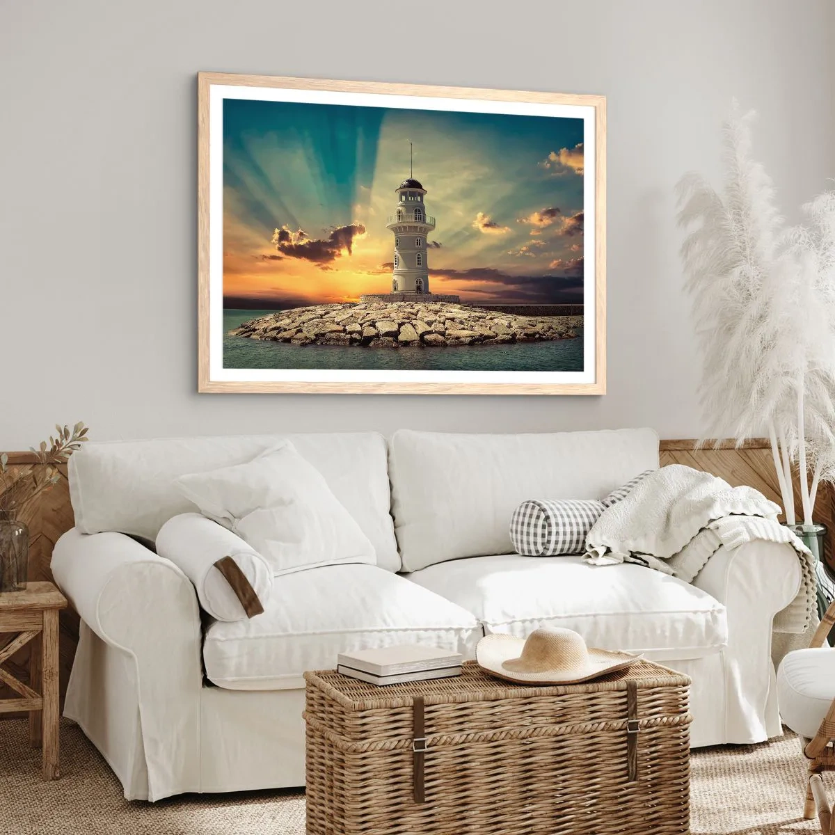 Póster en marco roble claro - Luz - Bondad - Belleza - 40x30 cm