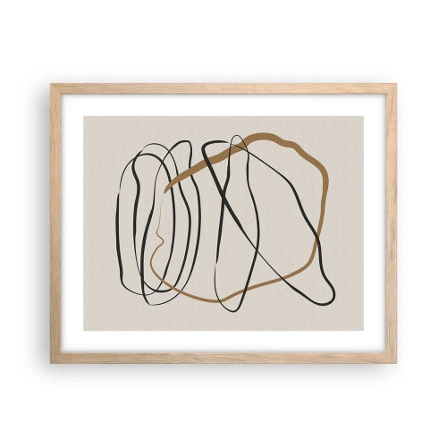 Póster en marco roble claro - Composición: danza lineal - 50x40 cm