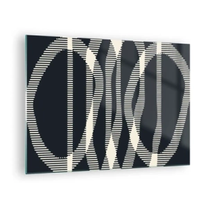 Cuadro sobre vidrio - Impresiones sobre Vidrio - Líneas geométricas en tonos negros y beige. - 70x50cm - Un intento de romper la oscuridad - Decoración de pared moderna para salón y dormitorio ARTTOR