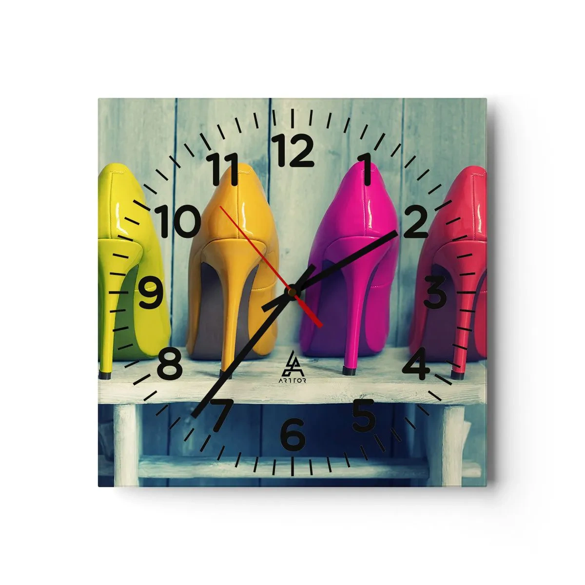 Reloj de pared - Reloj de vidrio - Caminando sobre un arco iris - 40x40 cm