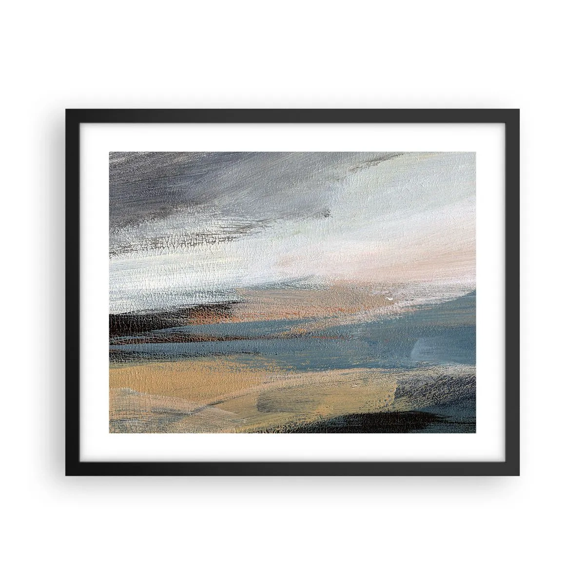 Póster en marco negro - Abstracción: paisaje nórdico - 50x40 cm