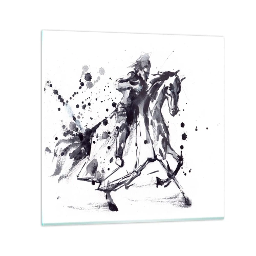 Cuadro sobre vidrio - Impresiones sobre Vidrio - Caballero negro - 30x30 cm