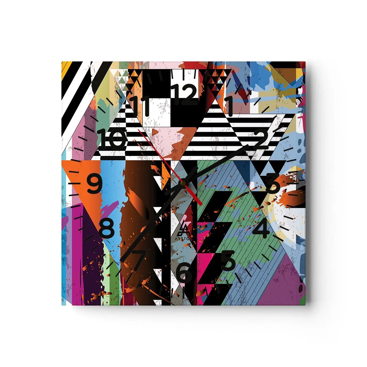 Reloj de pared - Reloj de vidrio - Geométrico y orgánico - 30x30 cm