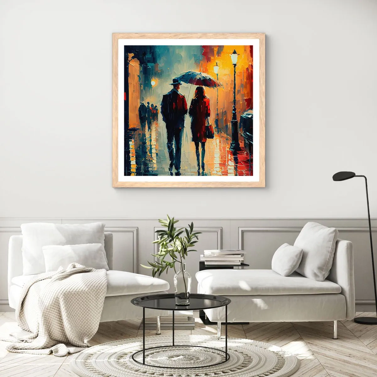 Póster en marco roble claro - Historia de amor urbana - 30x30 cm