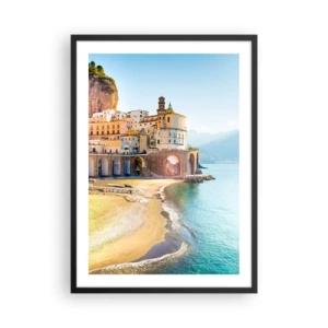 Póster en marco negro - Un pintoresco pueblo italiano junto al mar. - 50x70cm - Una ciudad extraordinaria - Decoración de pared moderna para salón y dormitorio ARTTOR