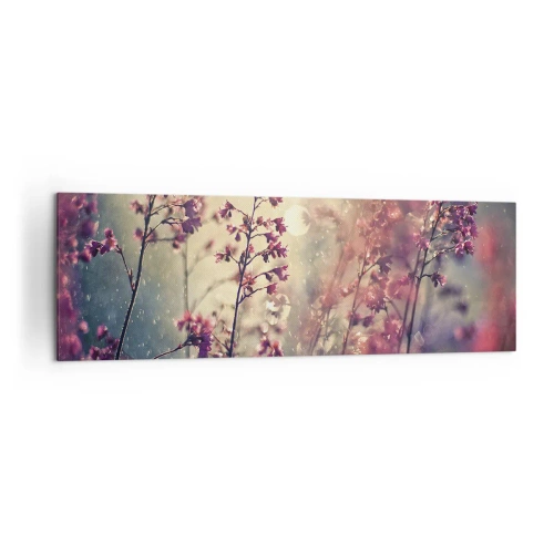 Cuadro sobre lienzo - Impresión de Imagen - Flores a la luz del sol con la naturaleza como telón de fondo - 160x50cm - Jardín secreto - Decoración de pared moderna para salón y dormitorio ARTTOR