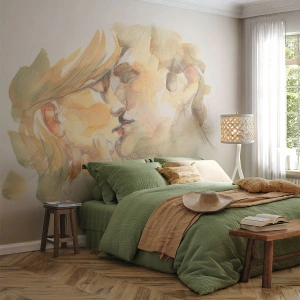 Fotomural Premium Canvas - ¿La media naranja encontrada? - Pareja enamorada, Beso, Pedazo - 250x175 cm