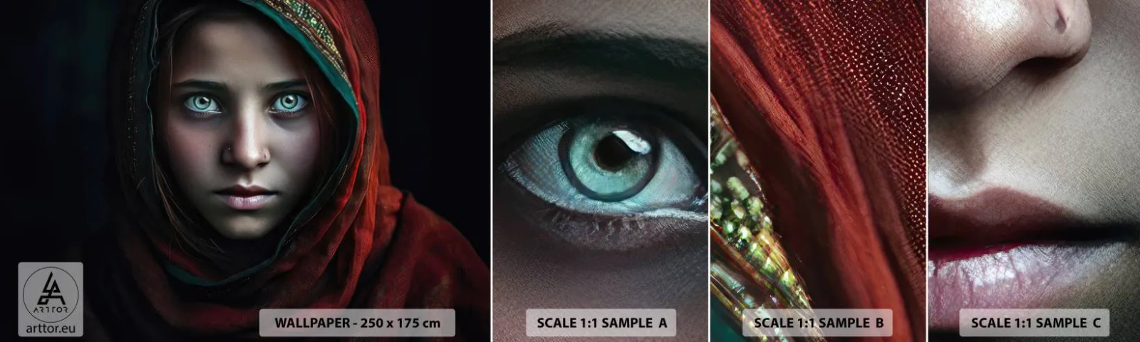 Muestra de fotomural autoadhesivo Deluxe Sticker - Princesa del Este - Chica, Retrato, Pakistán - 100x30 cm