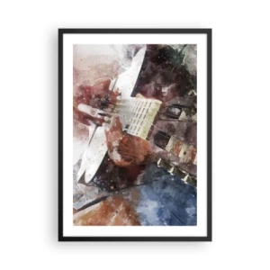 Póster en marco negro - Representación artística de una guitarra en estilo acuarela. - 50x70cm - ¿Y qué opinas? - Decoración de pared moderna para salón y dormitorio ARTTOR