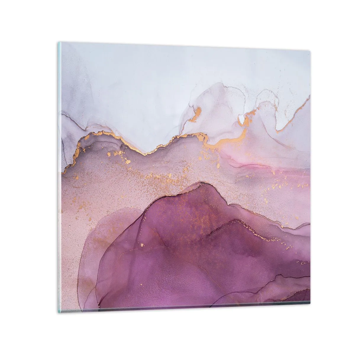 Cuadro sobre vidrio - Impresiones sobre Vidrio - Olas de lila y púrpura - 40x40 cm