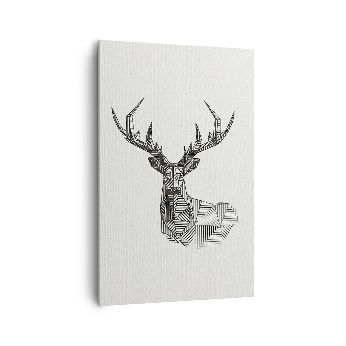 Cuadro sobre lienzo - Impresión de Imagen - Imagen geométrica de un ciervo en un estilo minimalista en blanco y negro. - 80x120cm - Ciervo en estilo cubista - Decoración de pared moderna para salón y dormitorio ARTTOR