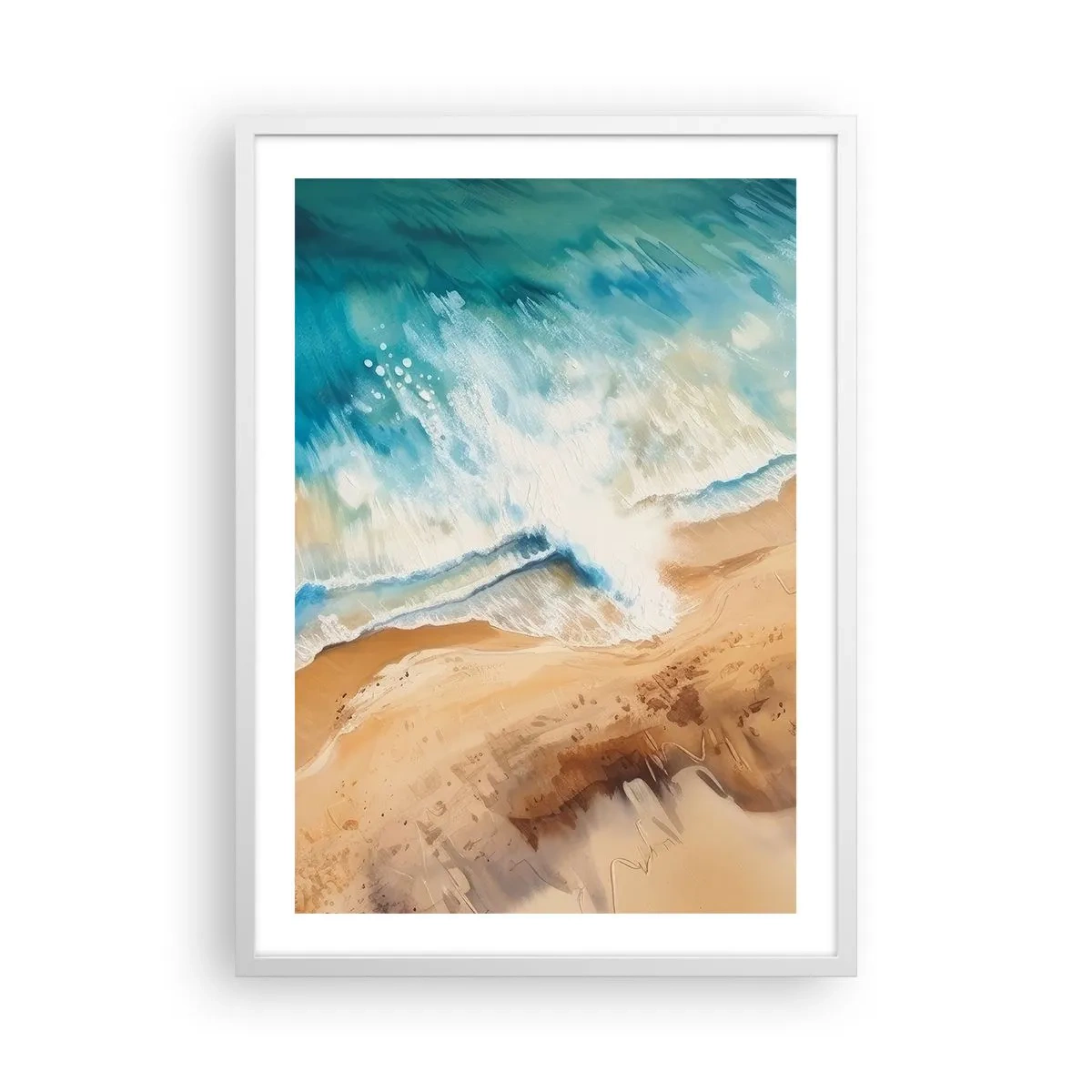 Póster en marco blanco - Olas recurrentes - 50x70 cm