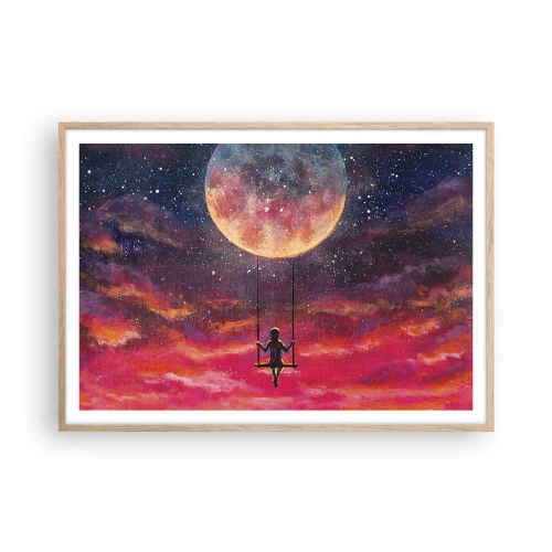Póster en marco roble claro - Disfrutar de las nubes - 100x70 cm